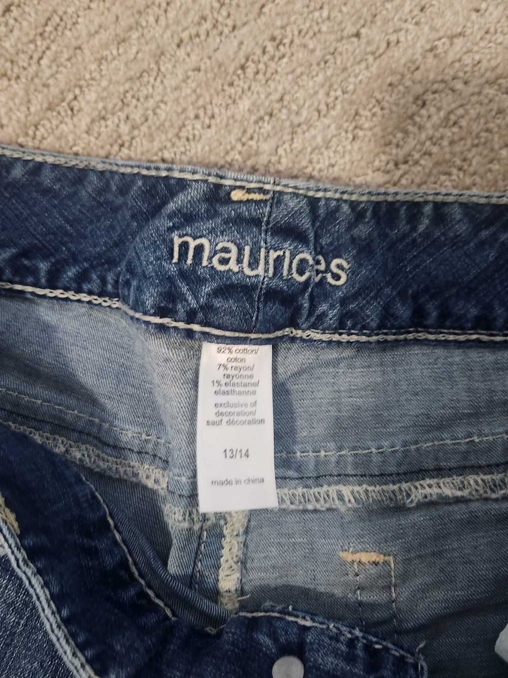 Maurices Two-Tone Faded Denim Capri Jeans - Light & Dark Blue